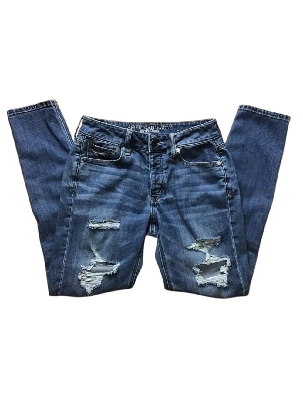 AMERICAN Eagle outfitters Tomgirl jeans ripped jeans distressed damaged size 0